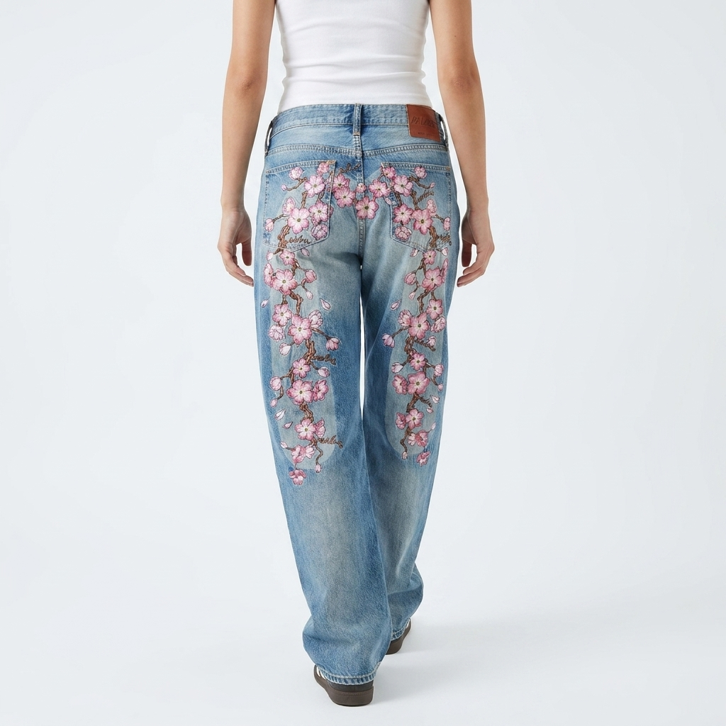 Blossom Backprint Denim Jeans