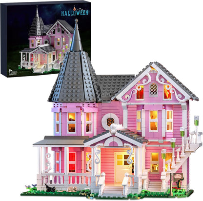 Pink Palace House Building Set with Lights, 1349PCS