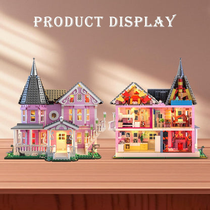 Pink Palace House Building Set with Lights, 1349PCS