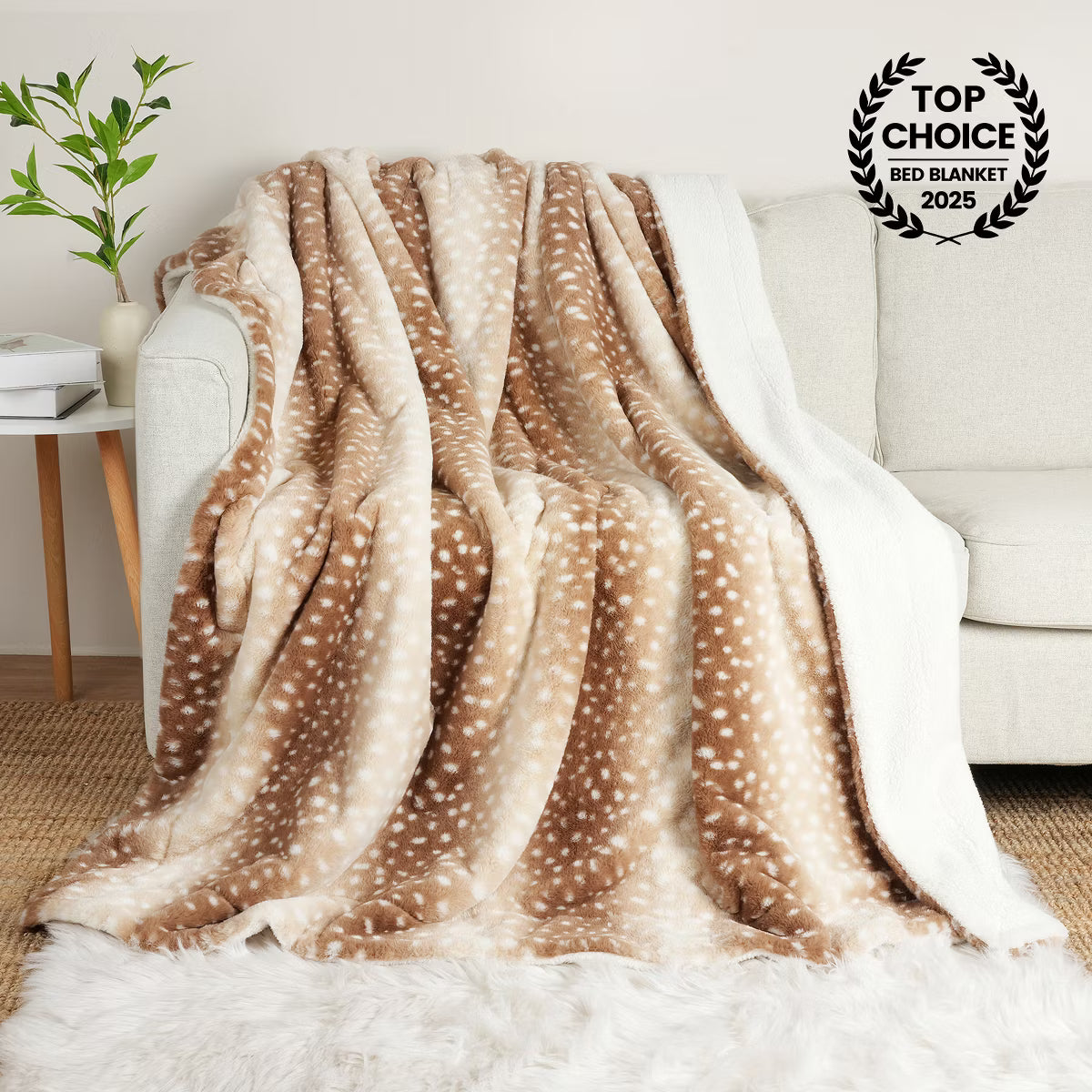 Deer Print Fawn Plush Blanket